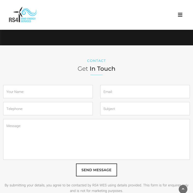 RS4 Wind Energy Services Contact Us Form Image - Website by CM Web Solutions